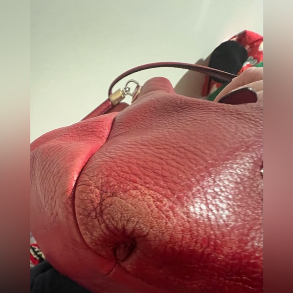 VTG Coach Purse Madison Phoebe Red Pebbled Leather Hobo Shoulder Bag Large Y2K - Picture 6 of 16